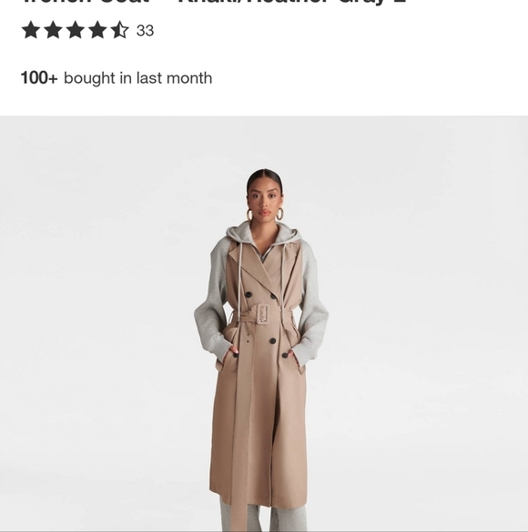 KBB By Kahlana Tan and Gray Hooded Trench Coat